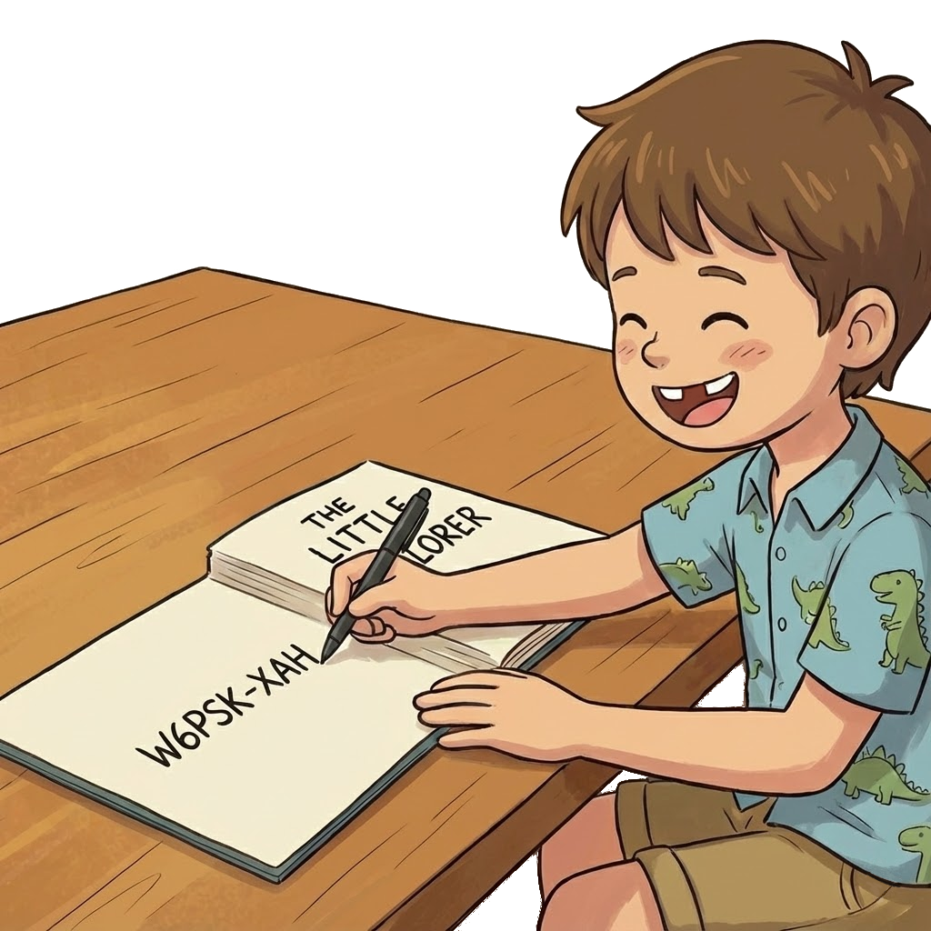 Illustration of a boy writing in a book